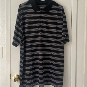 NikeGolf Black and Gray Striped Polo Shirt